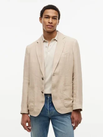 Blazer casual de linho tingido na peça
