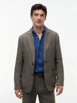 Blazer casual de linho tingido na peça