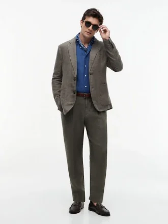 Blazer casual de linho tingido na peça
