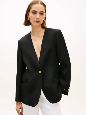 Blazer de corte descontraído em mistura de linho