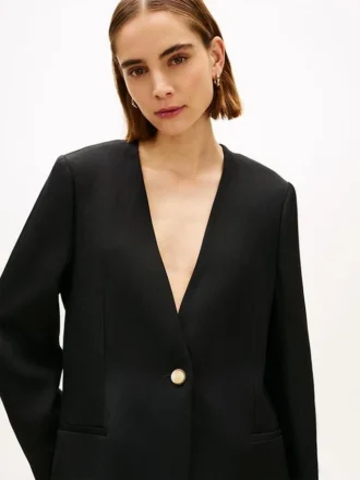 Blazer de corte descontraído em mistura de linho