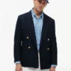 Blazer em mistura de algodão e lã texturada
