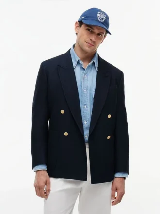 Blazer em mistura de algodão e lã texturada
