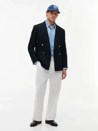 Blazer em mistura de algodão e lã texturada