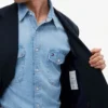 Blazer em mistura de algodão e lã texturada