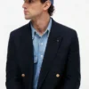 Blazer em mistura de algodão e lã texturada