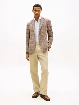 Blazer em mistura de lã com padrão Glen Plaid