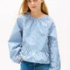 Blusa infantil de popeline às riscas