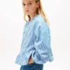 Blusa infantil de popeline às riscas