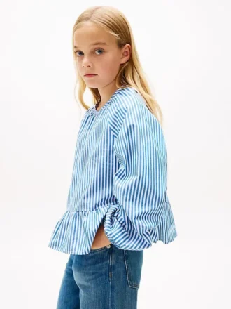 Blusa infantil de popeline às riscas