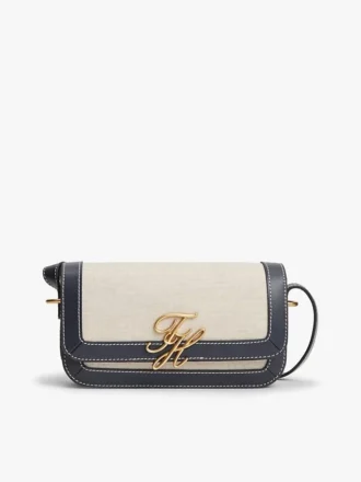 Bolsa a tiracolo em lona com monograma Script