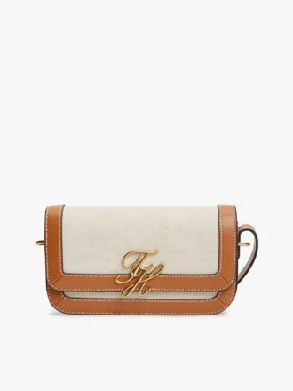 Bolsa a tiracolo em lona com monograma Script