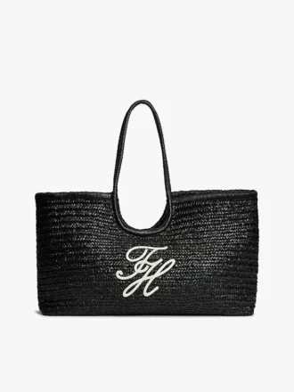 Bolsa Maxi de Ráfia com Monograma em Caligrafia