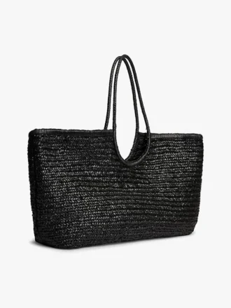 Bolsa Maxi de Ráfia com Monograma em Caligrafia