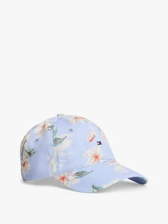 Boné de basebol com estampado floral