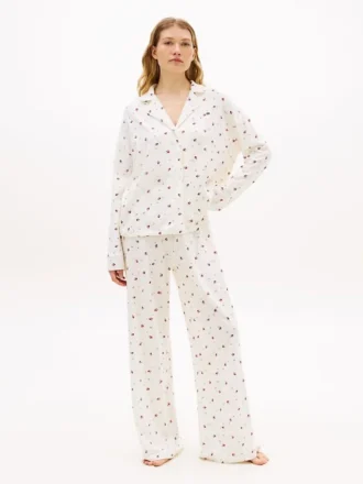 Calças de dormir em jersey com estampado floral