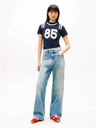 Calças de Jeans de cintura alta e perna larga da Tommy Jeans