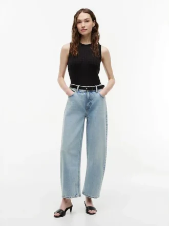 Calças de jeans elásticas de cintura alta