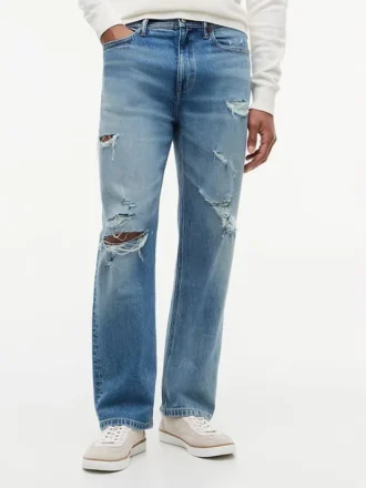 Calças de Jeans largas com efeito desgastado