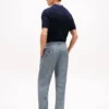 Calças de linho xadrez Glen Plaid da New York Label Calças de linho xadrez Glen Plaid da New York Label