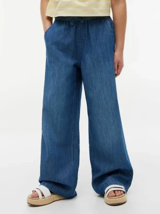Calças largas de chambray para criança