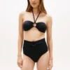 Calcinha de biquíni de cintura alta com argola Calcinha de biquíni de cintura alta com argola