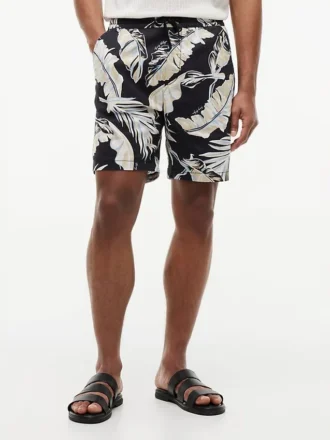 Calções com corte regular de 18 cm com estampado tropical