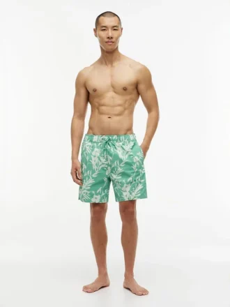 Calções de banho com estampado tropical 18 cm