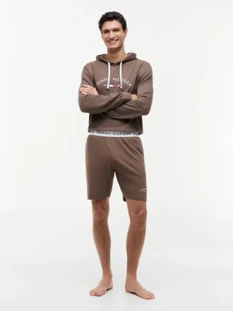 Calções de dormir com logótipo Hilfiger em piqué Calções de dormir com logótipo Hilfiger em piqué