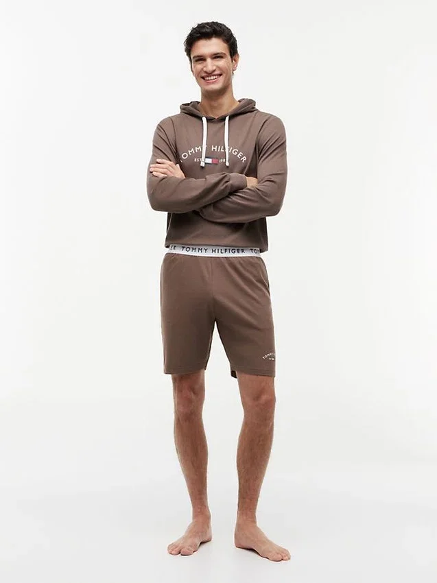 Calções de dormir com logótipo Hilfiger em piqué Calções de dormir com logótipo Hilfiger em piqué
