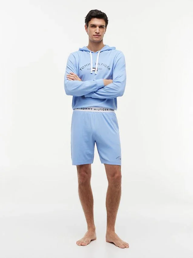 Calções de dormir com logótipo Hilfiger em piqué Calções de dormir com logótipo Hilfiger em piqué