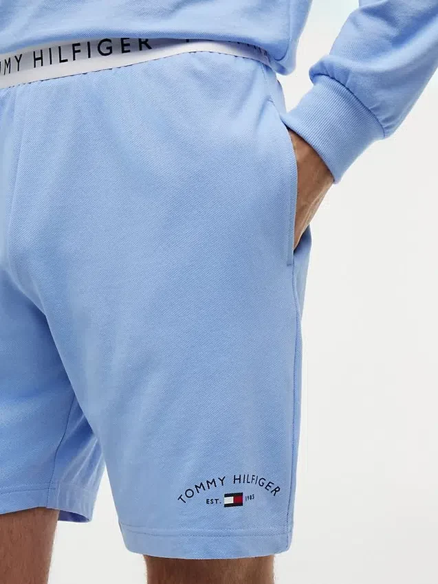 Calções de dormir com logótipo Hilfiger em piqué Calções de dormir com logótipo Hilfiger em piqué