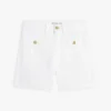 Calções de ganga com bolso com botão dourado Calções de ganga com bolso com botão dourado