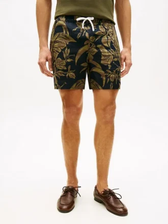 Calções de linho com estampado tropical