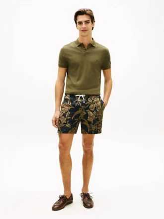 Calções de linho com estampado tropical