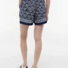 Calções de voile com monograma em letra cursiva