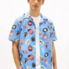 Camisa Camp de Popeline Estampada Tommy Jeans Camisa Camp de Popeline Estampada Tommy Jeans
