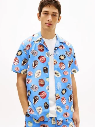 Camisa Camp de Popeline Estampada Tommy Jeans