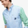 Camisa clássica com riscas mistas e toque de papel Camisa clássica com riscas mistas e toque de papel