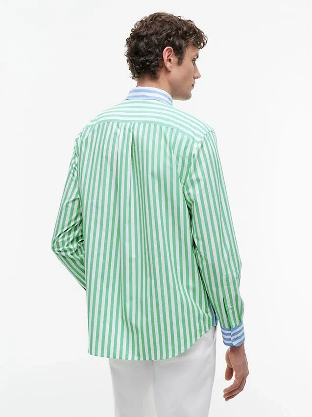 Camisa clássica com riscas mistas e toque de papel Camisa clássica com riscas mistas e toque de papel