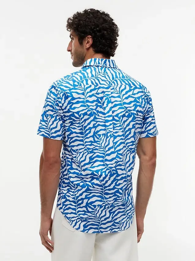 Camisa com estampado de folhas de palmeira e toque de papel Camisa com estampado de folhas de palmeira e toque de papel