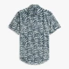Camisa com estampado de folhas de palmeira e toque de papel Camisa com estampado de folhas de palmeira e toque de papel