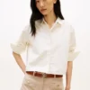 Camisa curta de popelina com detalhes