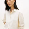 Camisa curta de popelina com detalhes