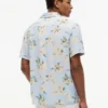 Camisa de acampamento de corte regular em mistura de linho com padrão floral Camisa de acampamento de corte regular em mistura de linho com padrão floral