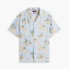 Camisa de acampamento de corte regular em mistura de linho com padrão floral Camisa de acampamento de corte regular em mistura de linho com padrão floral