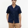 Camisa de acampamento em algodão e linho com corte regular Camisa de acampamento em algodão e linho com corte regular