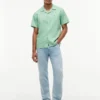 Camisa de acampamento em algodão e linho com corte regular Camisa de acampamento em algodão e linho com corte regular
