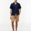 Camisa de acampamento em algodão e linho com corte regular Camisa de acampamento em algodão e linho com corte regular