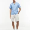 Camisa de acampamento em algodão e linho com corte regular Camisa de acampamento em algodão e linho com corte regular